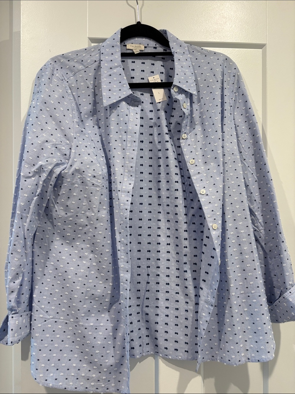 Talbots Light Blue Dot-Print Button-Up Shirt